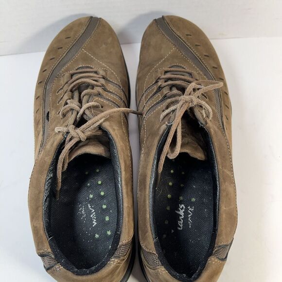 Clarks Wave Walk Shoes‎ Womens 9 M Wave Trek Low Sneakers 86509 Brown Leather - Picture 9 of 14